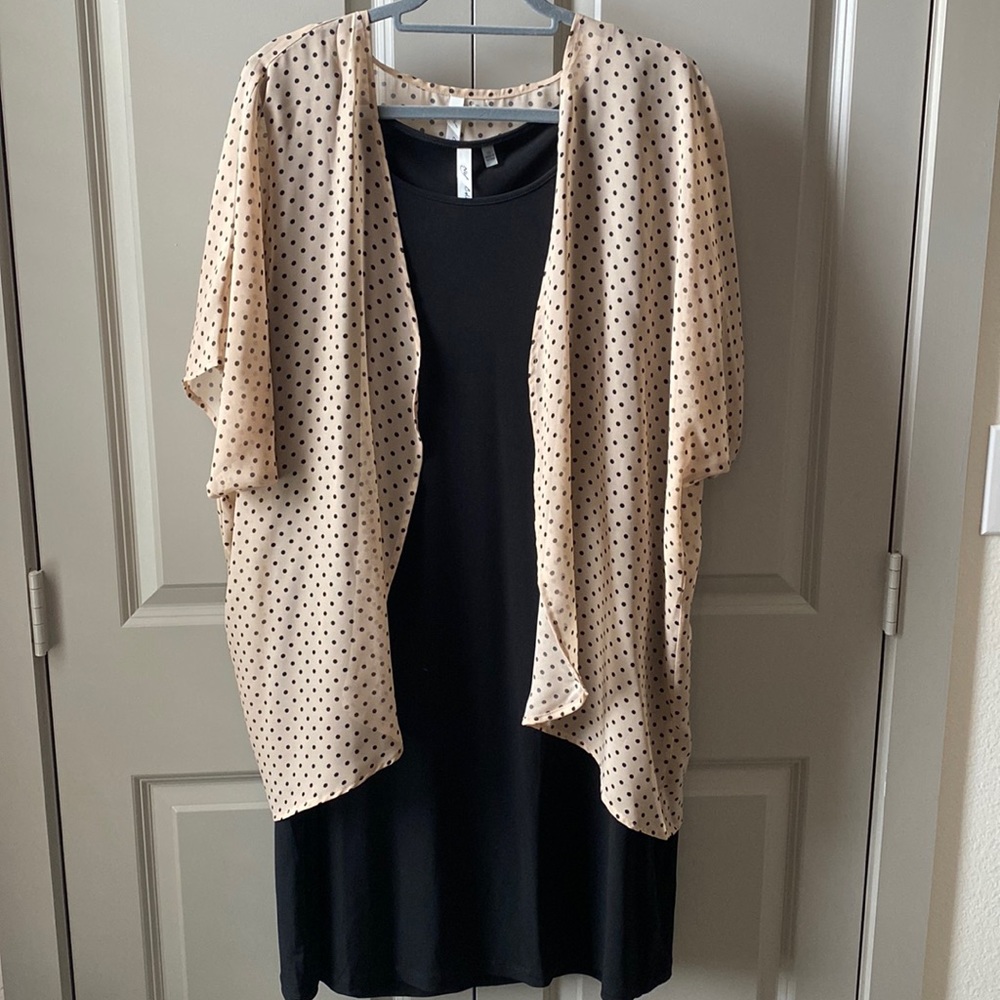 Black sleeveless dress with sheer flowy jacket!  Worn once!